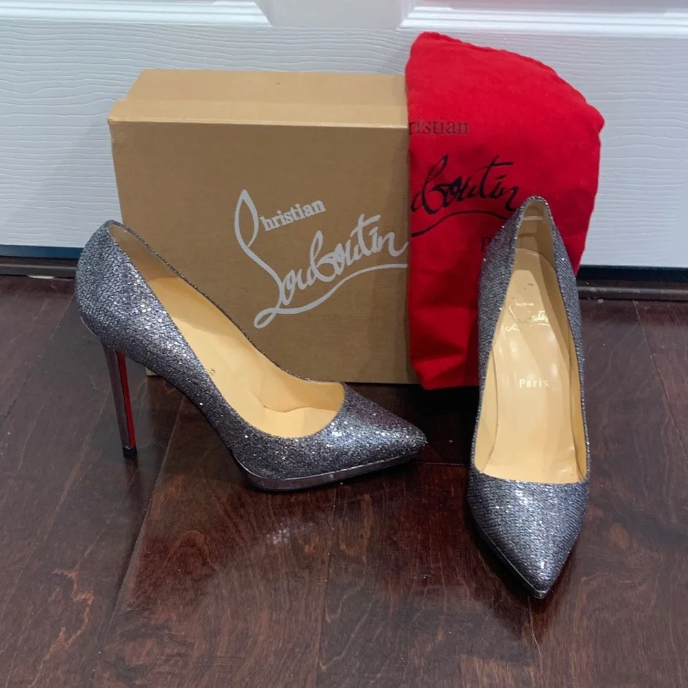 Christian Louboutin Glittering Gray Heels - Picture 1 of 13